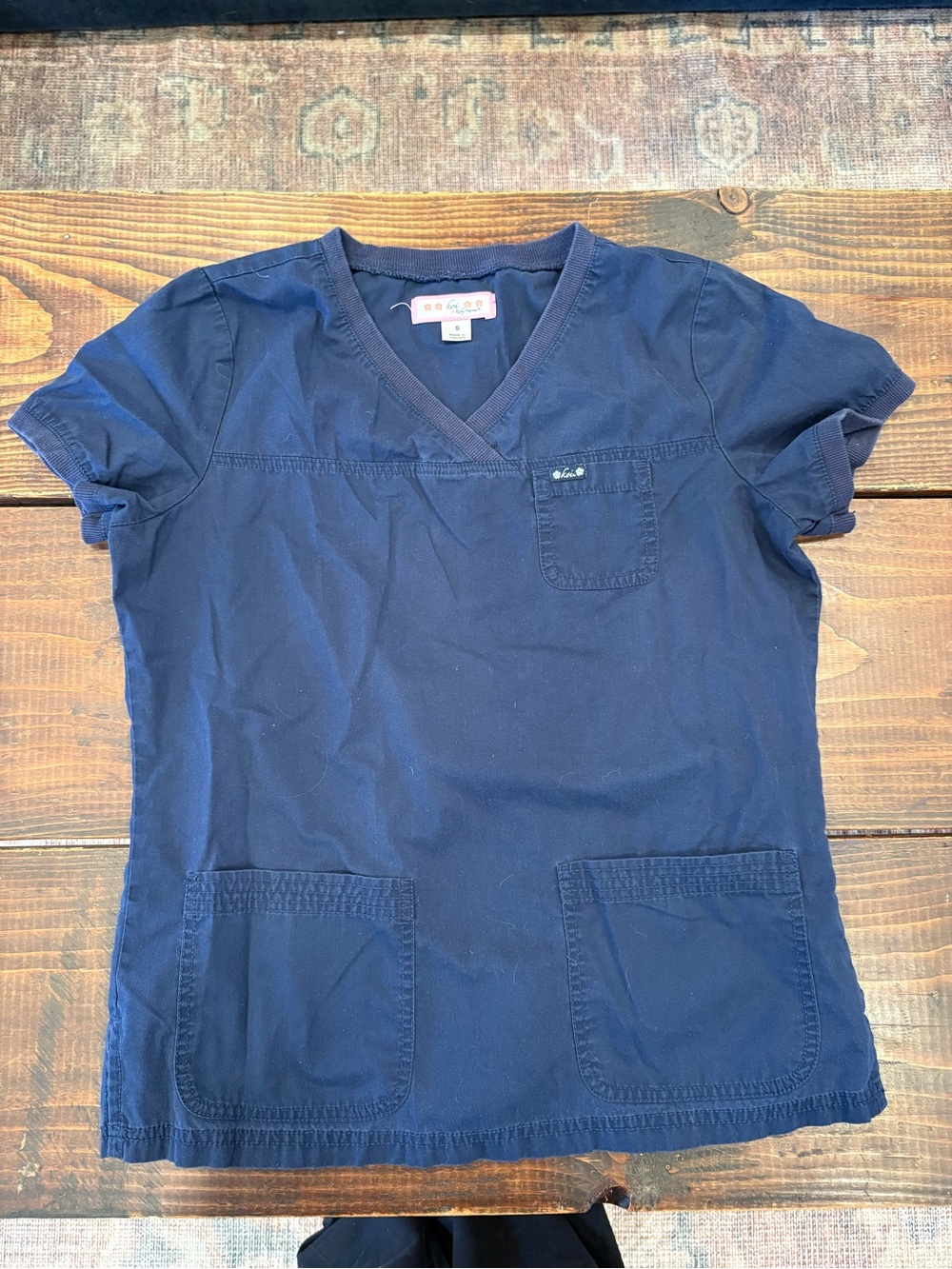 koi Navy V-Neck Scrub Top with Pockets
